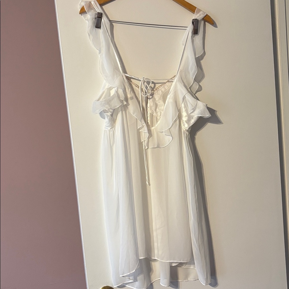 Vintage Y2K Princess Slip Dress White Renaissance Girly 90 L New Fairy Romantic - Picture 6 of 16